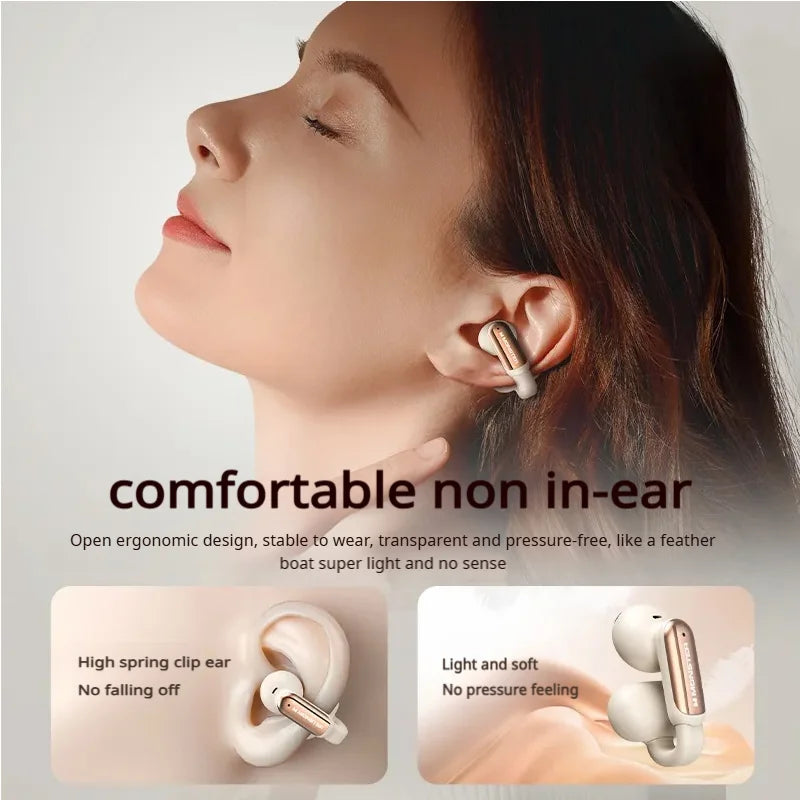 Experience Blissful Freedom with AC601 OWS Wireless Bluetooth Earphones - ENC Call Noise Cancelling Earclip Headphones for Active Lifestyles